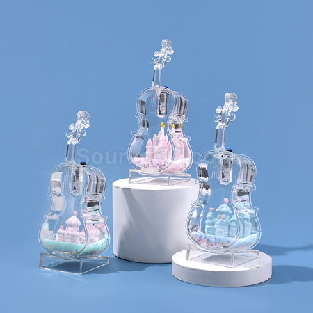 Customization Violin Castle Flowing Sand Colored Light Ornament Corporate Gifts