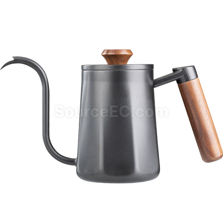 304 Stainless Steel Long Spout Narrow Mouth Wooden Handle Anti-scalding Pour-Over Kettle