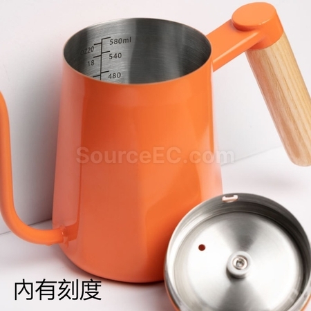 Customization 304 Stainless Steel Long Spout Narrow Mouth Wooden Handle Anti-scalding Pour-Over Kettle Corporate Gifts