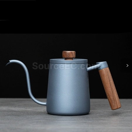 Customization 304 Stainless Steel Long Spout Narrow Mouth Wooden Handle Anti-scalding Pour-Over Kettle Corporate Gifts