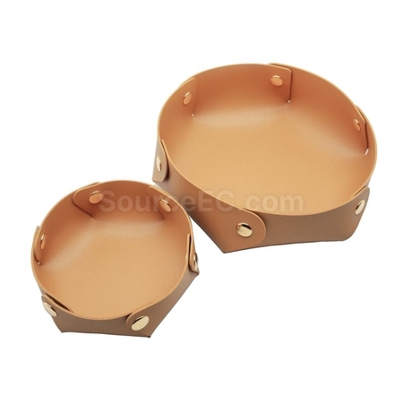 Customization Round PU Leather Storage Box Corporate Gifts