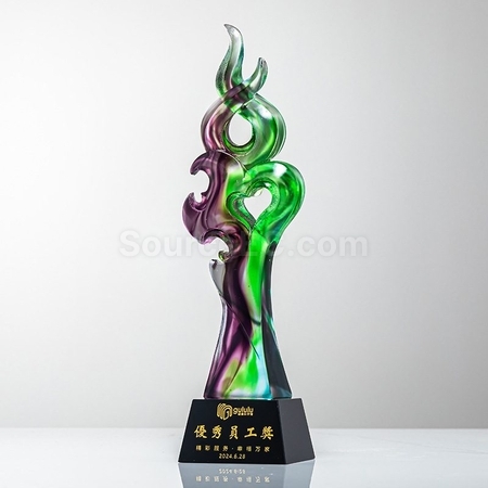 Customization Green Purple Colorful Crystal Trophy Corporate Gifts