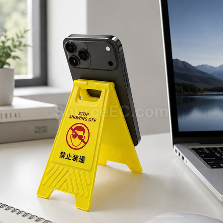 Customization Warning Sign Phone Holder (Optional With Makeup Mirror) Corporate Gifts