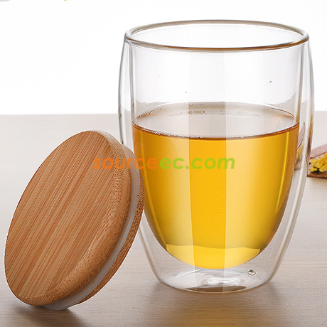Customization Double-layer glass with bamboo lid Corporate Gifts