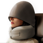 Collapsible hooded U-shaped neck pillow