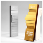 Step by Step Rising Trapezoidal Metal Trophy